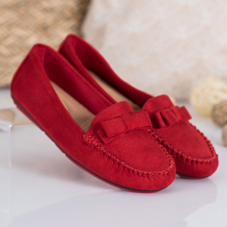 Clowse Openwork Loafers With A Bow red 1