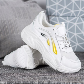 SHELOVET Fashionable Sneakers On The Platform white yellow 1