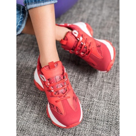 SHELOVET Snake Print Platform Sneakers red 1