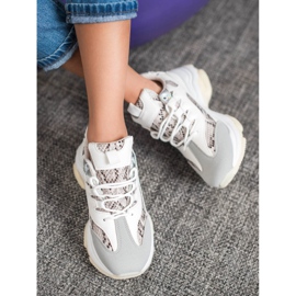 SHELOVET Snake Print Platform Sneakers white 2