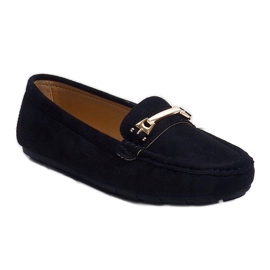 Black moccasins with a buckle FM2958-2 1