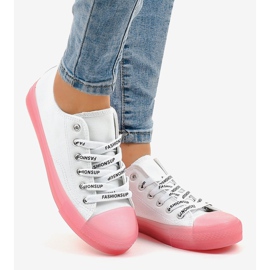 White sneakers with a pink soles LTD205-2 2