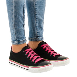 Black classic low sneakers W03 green 1