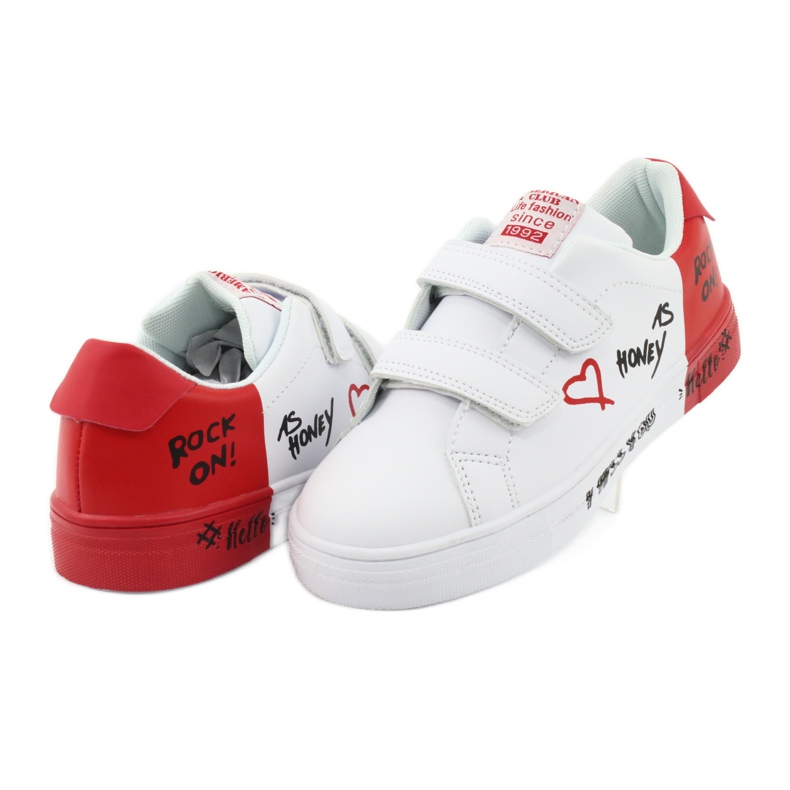 White and red velcro sports sneakers American Club ES05 4