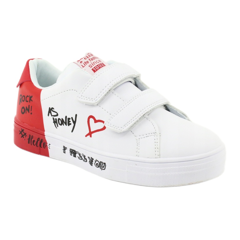 White and red velcro sports sneakers American Club ES05 1