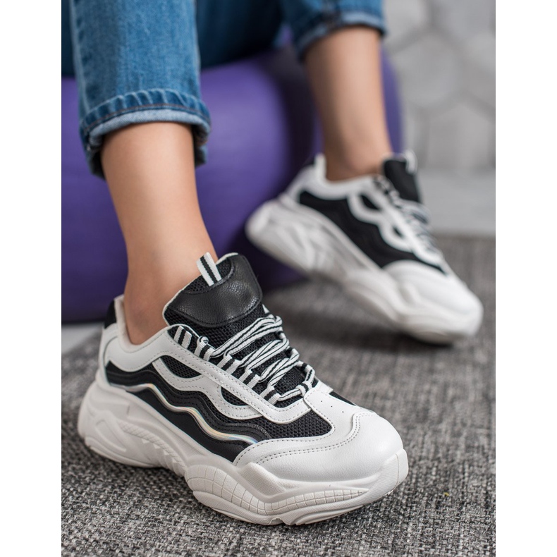 SHELOVET Sneakers On The Platform white black 2