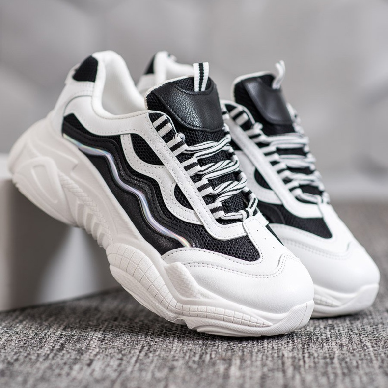 SHELOVET Sneakers On The Platform white black 1