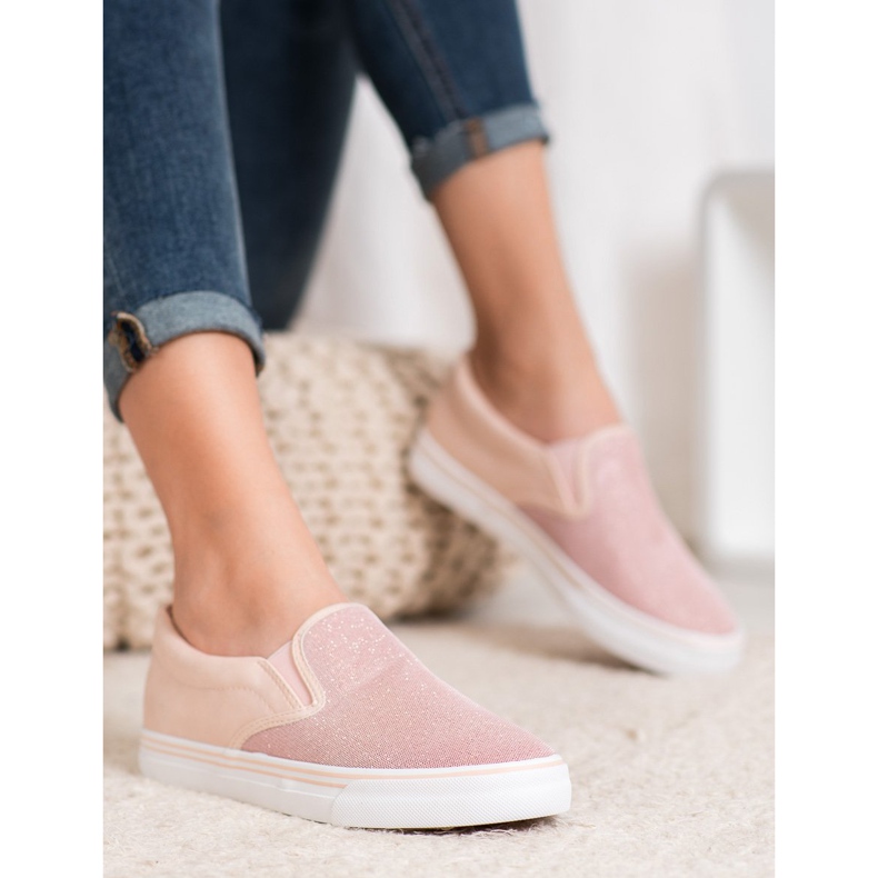 Yes Mile Pink Slip On Sneakers 2