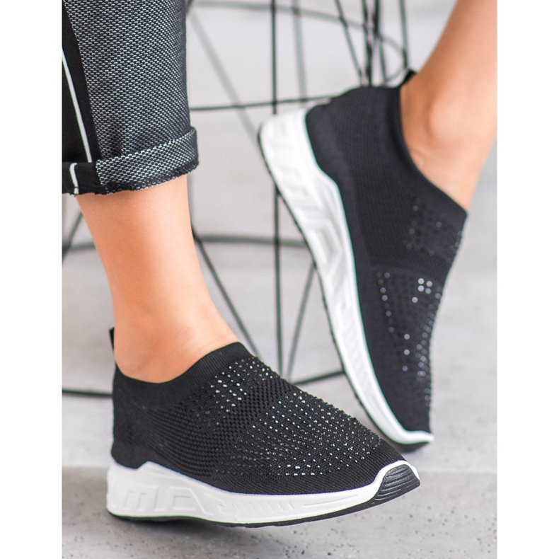 SHELOVET Slip-on Shoes With Crystals black 2