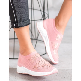SHELOVET Slip-on Shoes With Crystals pink 2