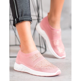 SHELOVET Slip-on Shoes With Crystals pink 1