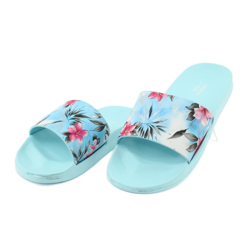 American Club profiled flowers slippers white blue pink grey green 3