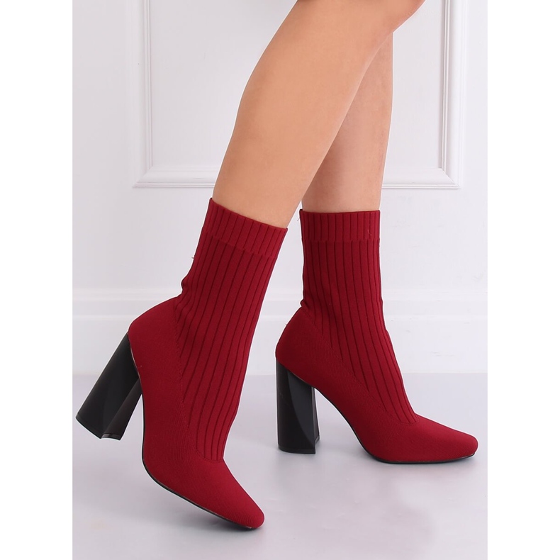 Ankle boots sock shank burgundy X8037 Wine Red - Ii Gat 2