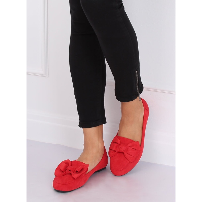 Loafers with a bow red B2028 Red 2
