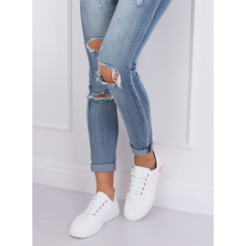 White and pink lace-up sneakers BB77 Fushia 2