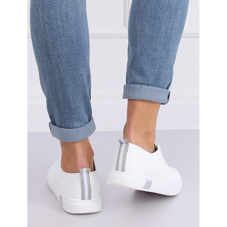 White and gray lace-up sneakers BB77 Gray grey 2