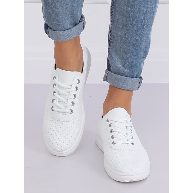 White and gray lace-up sneakers BB77 Gray grey 1