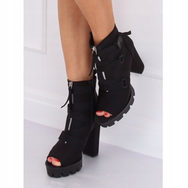 Open toe boots on a black platform NS123P Black 2