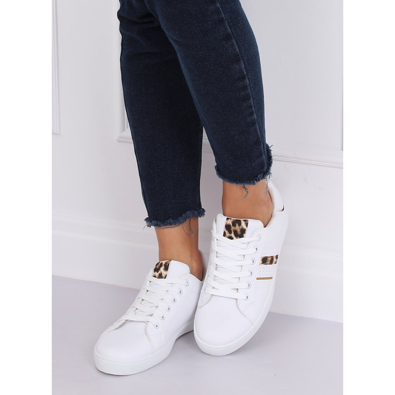 White women's sneakers K-388 WHITE / LEOPARD 1