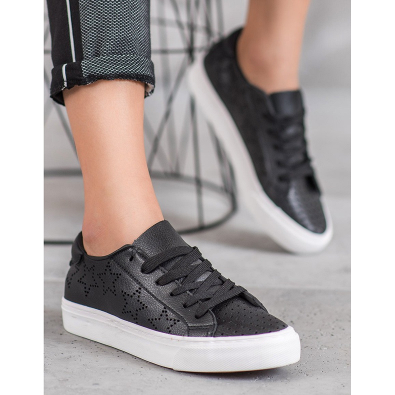 J. Star Openwork Sneakers With Stars black 2