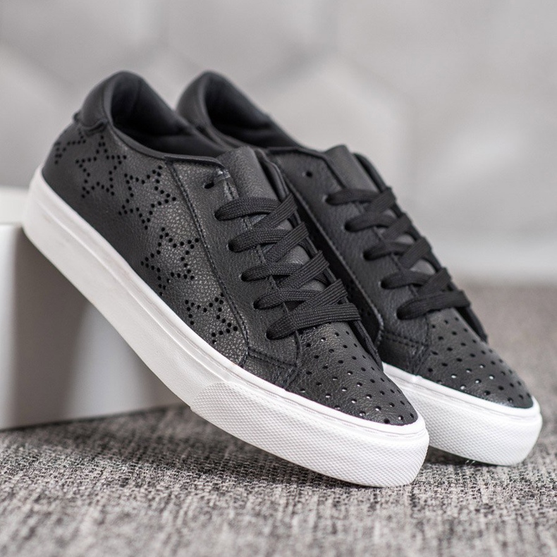 J. Star Openwork Sneakers With Stars black 1