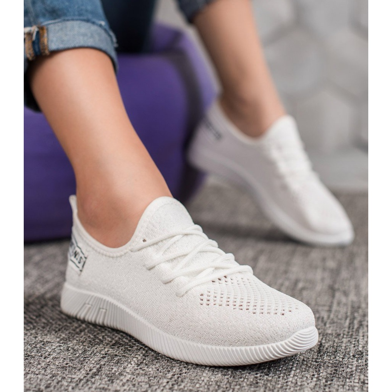 SHELOVET Openwork Textile Sneakers white 2