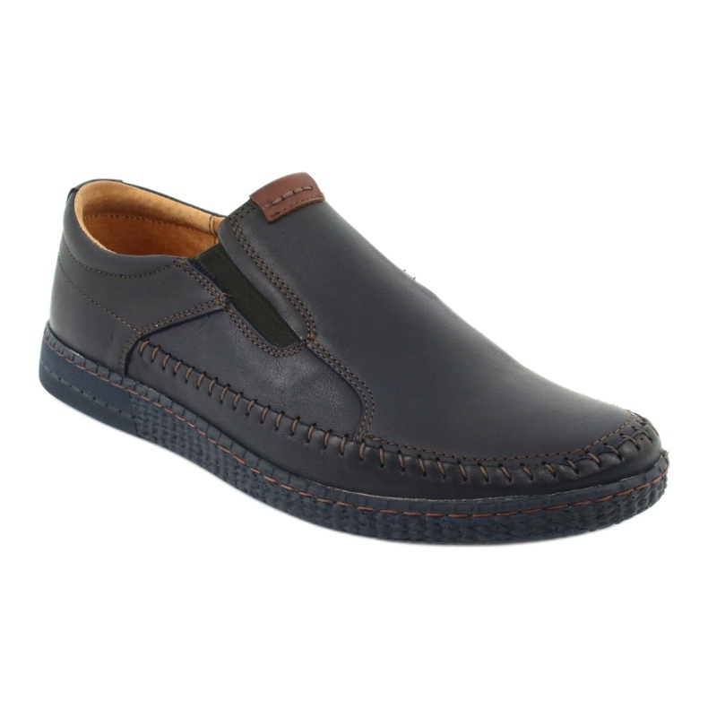 Riko Men's leather loafers 913 navy blue 1