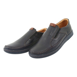 Riko Men's leather loafers 913 navy blue 3