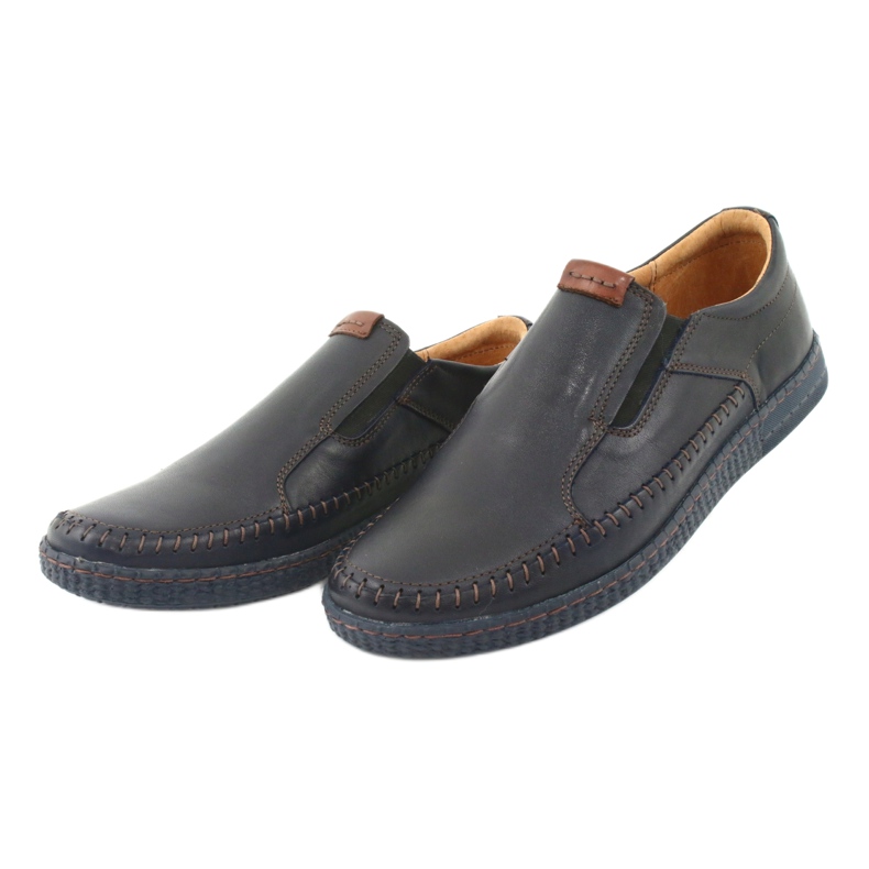 Riko Men's leather loafers 913 navy blue 3
