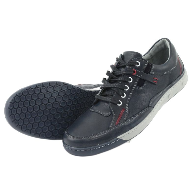 Men's sports leather shoes Riko 835, navy blue 5