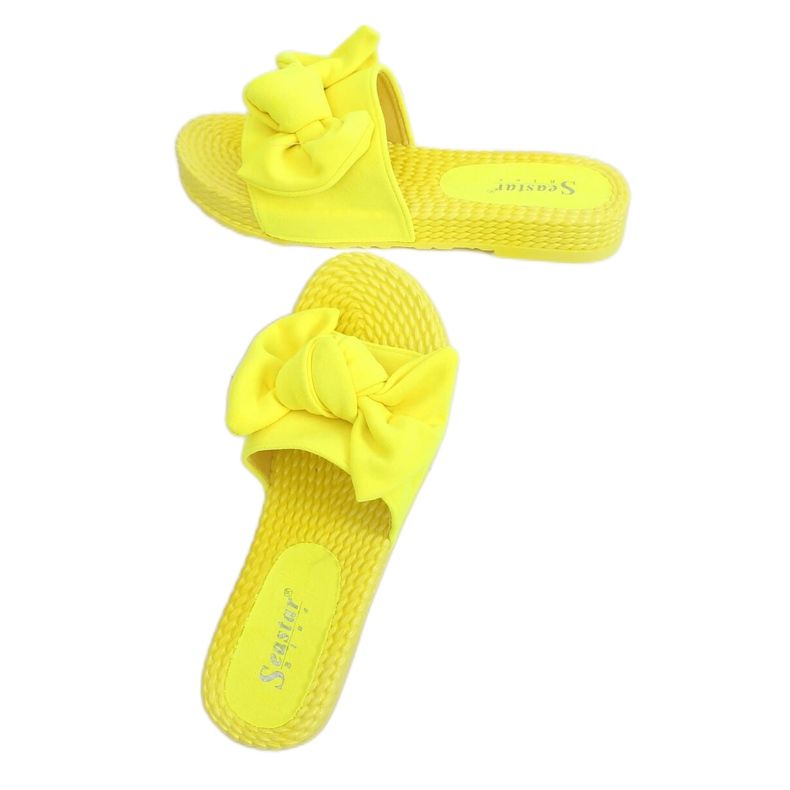 Yellow women's slippers with a bow YQ225P Fluorescein 2