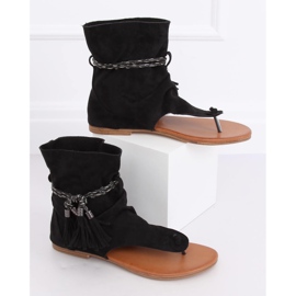 Black SL1011 Black flip-flops with uppers 1