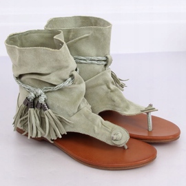 Green flip-flops with a shaft SL1011 Green 1