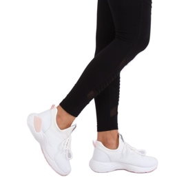 White mesh sports shoes B0-547 Pink 1
