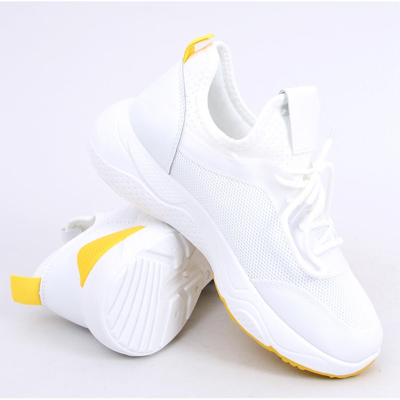 White mesh sports shoes B0-547 Yellow 1
