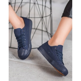 SHELOVET Navy Blue Textile Sneakers 2 SHELOVET Navy Blue Textile Sneakers 2