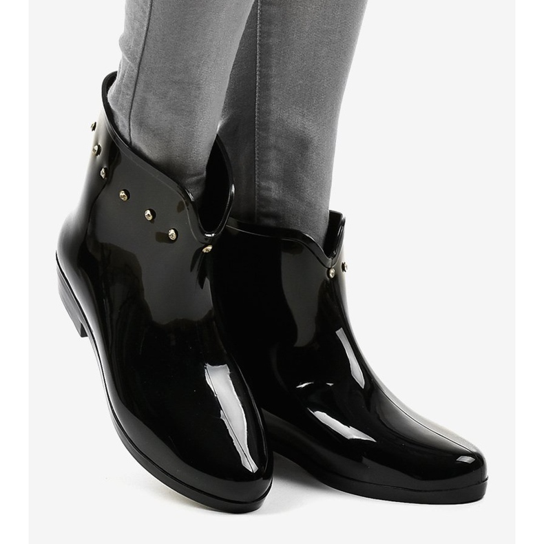 Black short galoshes with cubic zirconias SD97E-1 2
