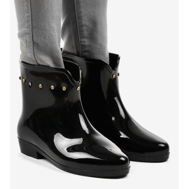 Black short galoshes with cubic zirconias SD97E-1 1