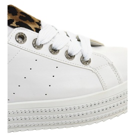 White sneakers with leopard print on the M-071 platform 4