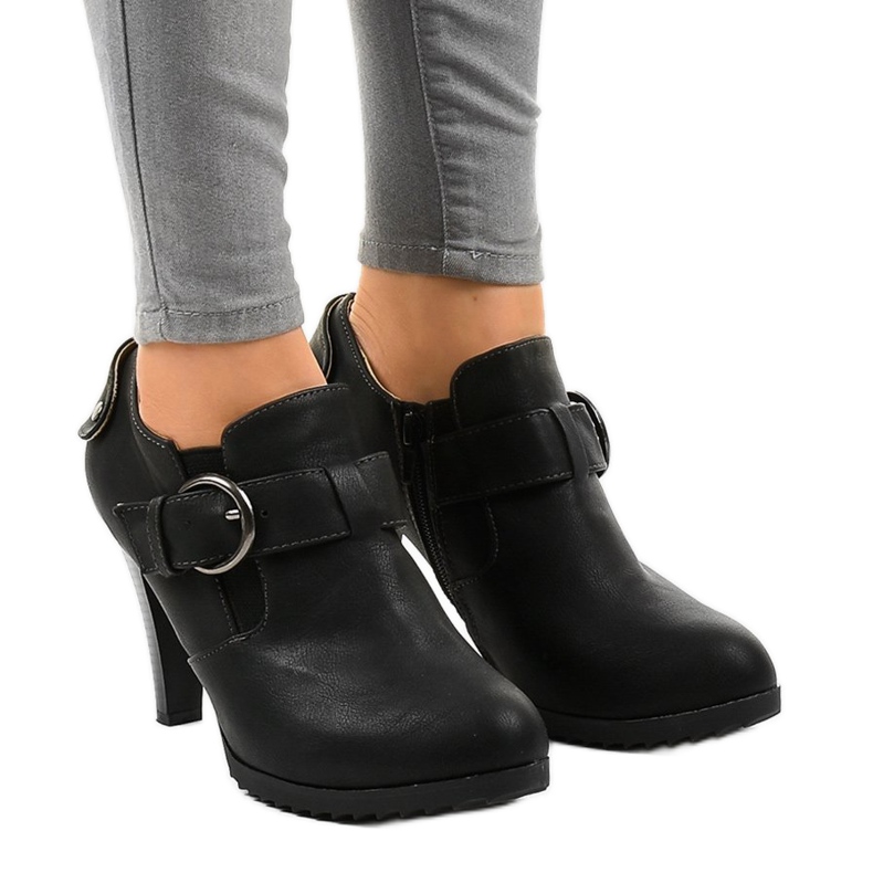 Black ankle boots with A-25A buckle 1