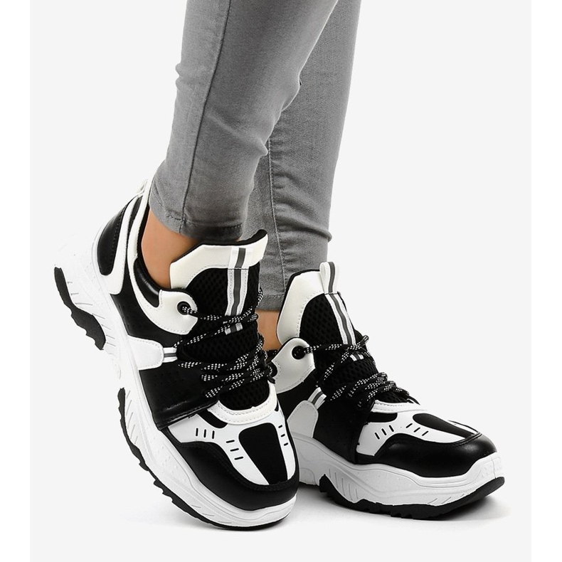 Black and white women's sneakers CB-136 2