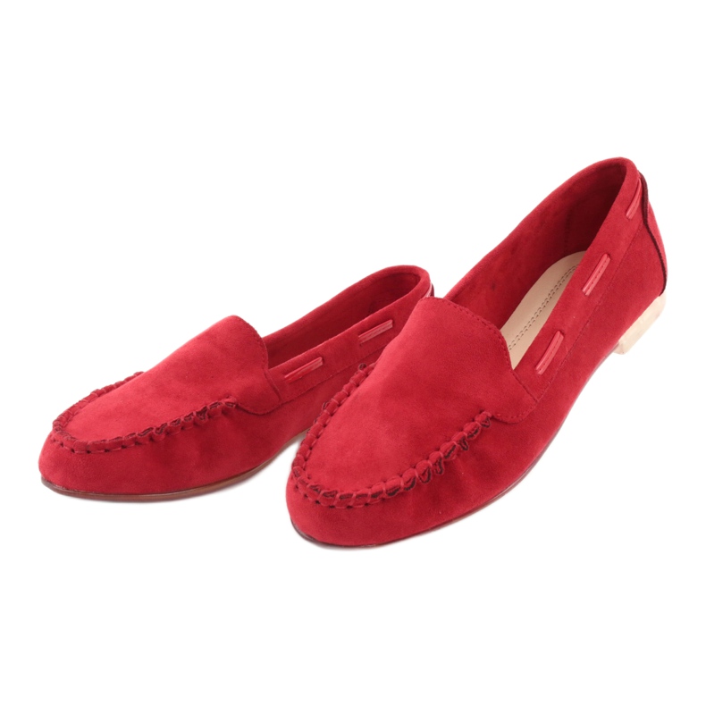 Women's suede loafers Sergio Leone 722 red 4