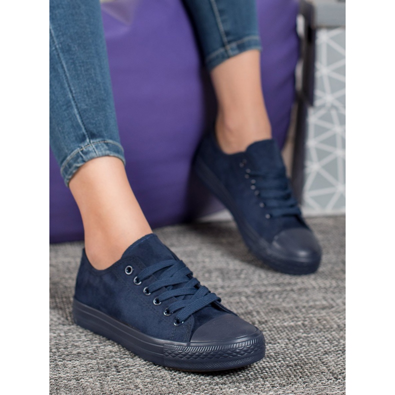 SHELOVET Suede Sneakers navy blue blue 1