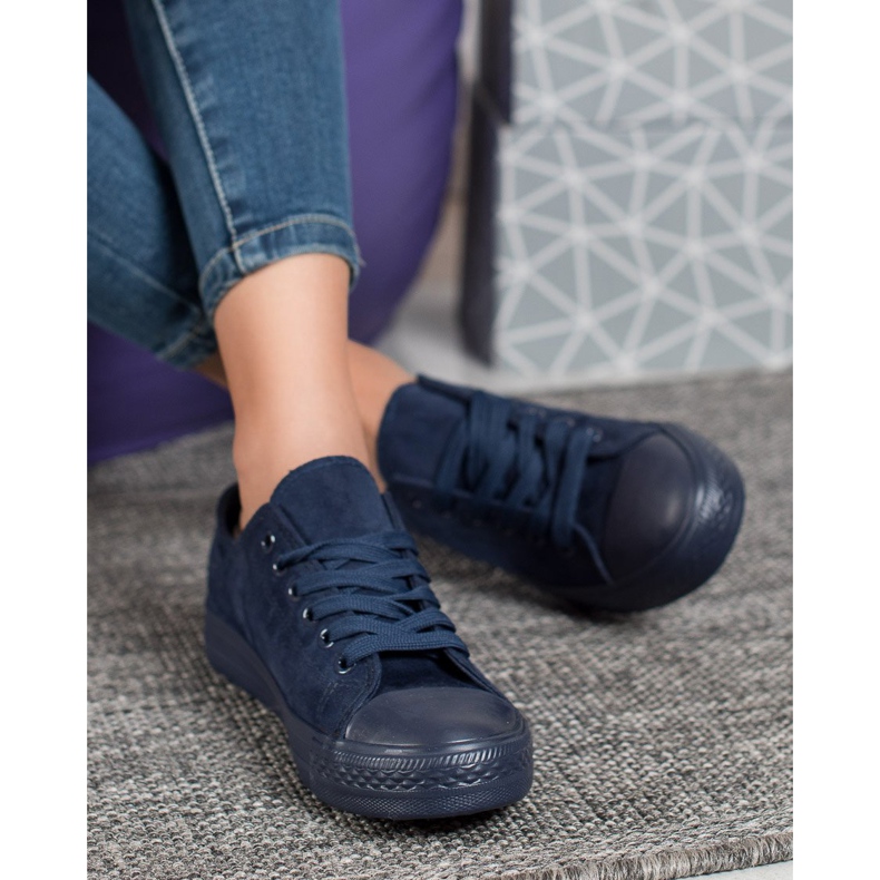 SHELOVET Suede Sneakers navy blue blue 2