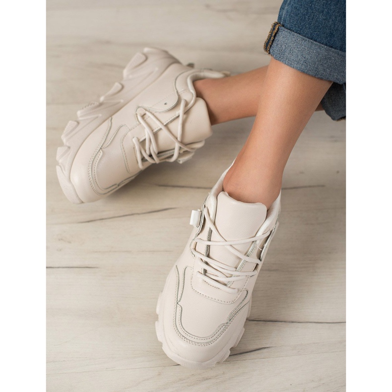Bella Paris Lace-up Beige Sneakers 1