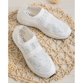 SHELOVET Slip-on Shoes With Crystals white 2