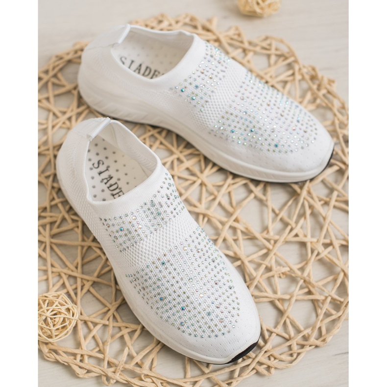 SHELOVET Slip-on Shoes With Crystals white 2