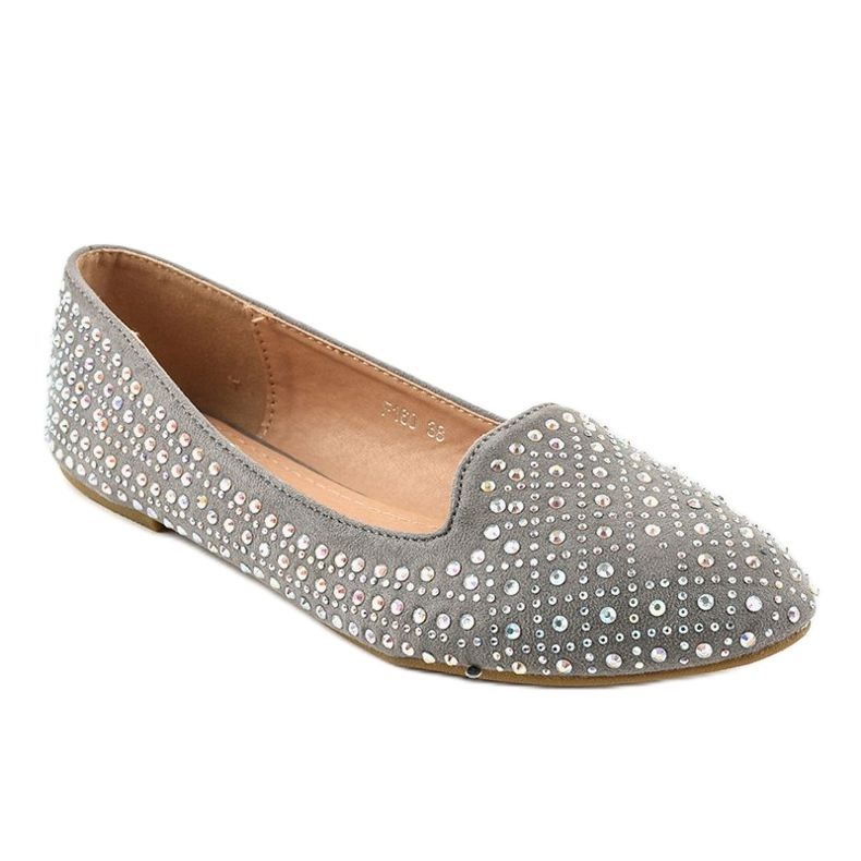 Gray ballerina loafers decorated with F160 grey 1