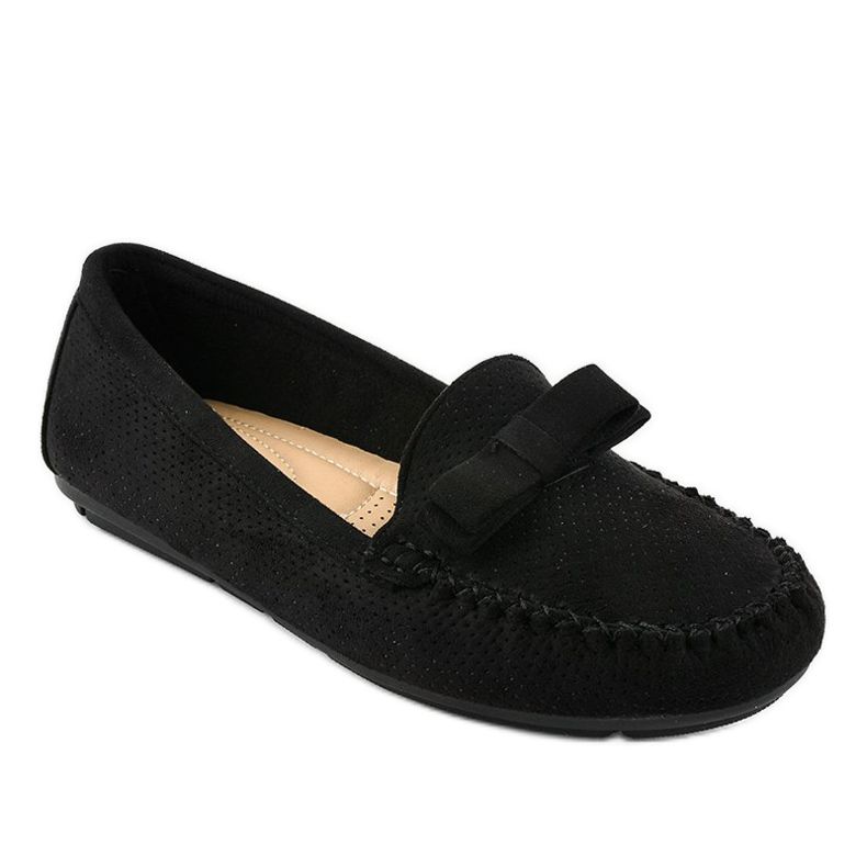Black loafers with a bow 9F150 1