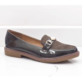 Green loafers, women's shoes W-7 1